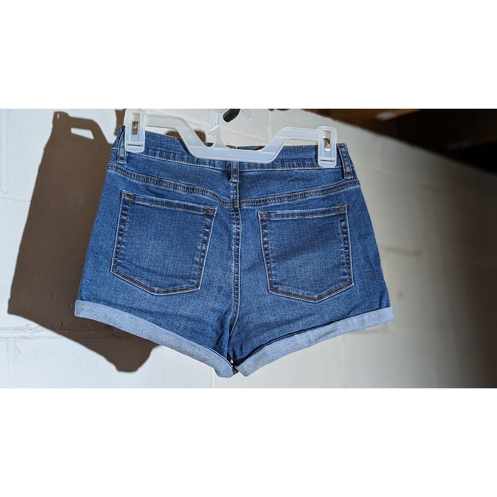 Pacsun The Shortie Denim Shorts Blue Size 27 Cuffed Hem Jean High Waisted Size 4 - Picture 2 of 4